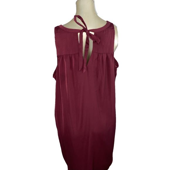 Old Navy Maroon Tie Back Satin Shift Dress Women XL Sleeveless - Picture 4 of 7